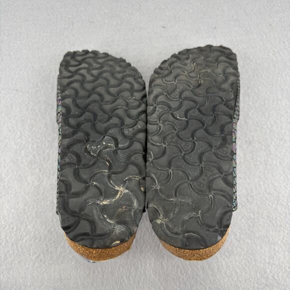 Birkenstock Arizona Sandals 37 US 6-6.5 Iridescent Snake Scale Black Two Strap - Picture 13 of 15
